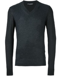 Мужской темно-серый свитер с v-образным вырезом от Dolce & Gabbana