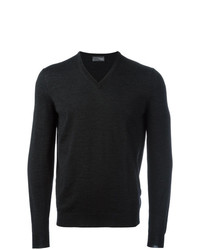 Мужской темно-серый свитер с v-образным вырезом от Drumohr