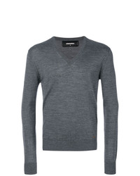 Мужской темно-серый свитер с v-образным вырезом от DSQUARED2
