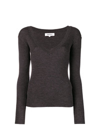 Женский темно-серый свитер с v-образным вырезом от Enfold