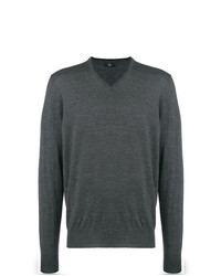 Мужской темно-серый свитер с v-образным вырезом от Fay