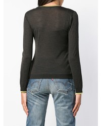 Женский темно-серый свитер с v-образным вырезом от Etro