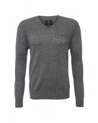 Мужской темно-серый свитер с v-образным вырезом от Guess Jeans