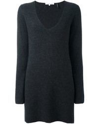 Женский темно-серый свитер с v-образным вырезом от Helmut Lang