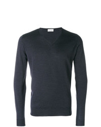 Мужской темно-серый свитер с v-образным вырезом от John Smedley
