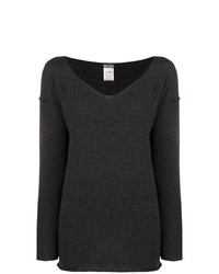 Женский темно-серый свитер с v-образным вырезом от Kristensen Du Nord
