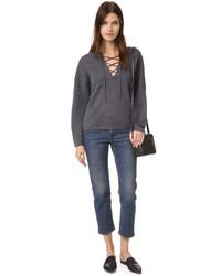 Женский темно-серый свитер с v-образным вырезом от Vince