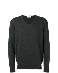 Мужской темно-серый свитер с v-образным вырезом от Laneus