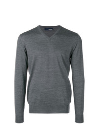 Мужской темно-серый свитер с v-образным вырезом от Lardini