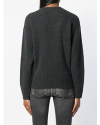 Женский темно-серый свитер с v-образным вырезом от Le Kasha