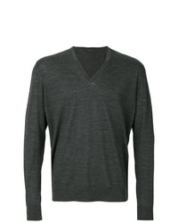 Мужской темно-серый свитер с v-образным вырезом от Prada