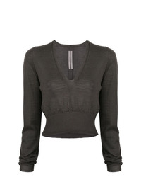 Женский темно-серый свитер с v-образным вырезом от Rick Owens
