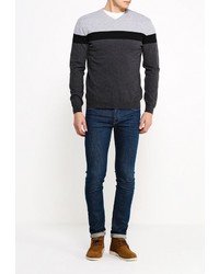 Мужской темно-серый свитер с v-образным вырезом от Tom Farr