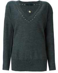 Женский темно-серый свитер с v-образным вырезом от Twin-Set