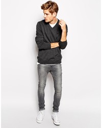 Мужской темно-серый свитер с v-образным вырезом от Esprit