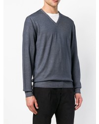 Мужской темно-серый свитер с v-образным вырезом от Fay