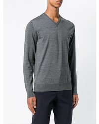 Мужской темно-серый свитер с v-образным вырезом от Lardini