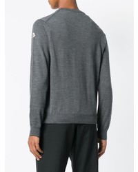 Мужской темно-серый свитер с v-образным вырезом от Moncler