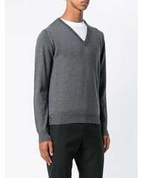 Мужской темно-серый свитер с v-образным вырезом от Moncler