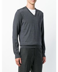 Мужской темно-серый свитер с v-образным вырезом от Ermenegildo Zegna