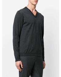 Мужской темно-серый свитер с v-образным вырезом от Zanone