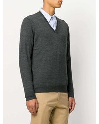 Мужской темно-серый свитер с v-образным вырезом от Prada