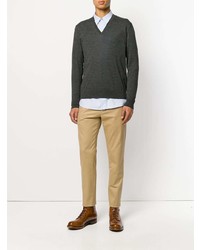 Мужской темно-серый свитер с v-образным вырезом от Prada