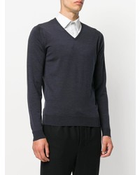 Мужской темно-серый свитер с v-образным вырезом от John Smedley