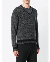Мужской темно-серый свитер с v-образным вырезом от Mp Massimo Piombo
