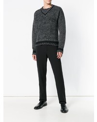 Мужской темно-серый свитер с v-образным вырезом от Mp Massimo Piombo