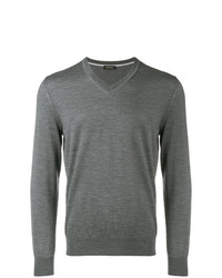 Мужской темно-серый свитер с v-образным вырезом от Z Zegna