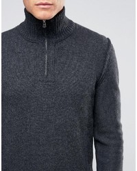 Мужской темно-серый свитер с воротником на молнии от Boss Orange