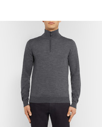 Мужской темно-серый свитер с воротником на молнии от Brioni