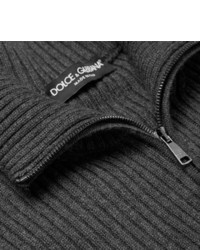 Мужской темно-серый свитер с воротником на молнии от Dolce & Gabbana