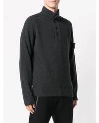 Темно-серый свитер с воротником на пуговицах от Stone Island