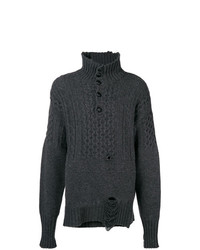 Темно-серый свитер с воротником на пуговицах от Maison Margiela