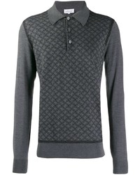 Темно-серый свитер с воротником поло с вышивкой