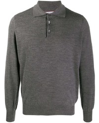 Мужской темно-серый свитер с воротником поло от Brunello Cucinelli