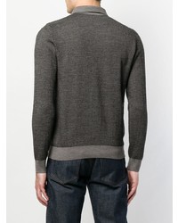 Мужской темно-серый свитер с воротником поло от Brioni