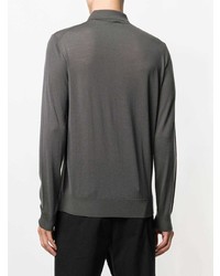 Мужской темно-серый свитер с воротником поло от Giorgio Armani