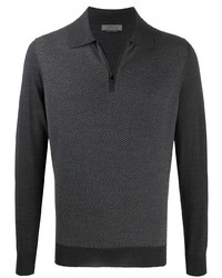 Мужской темно-серый свитер с воротником поло от Corneliani