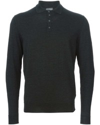 Мужской темно-серый свитер с воротником поло от Drumohr