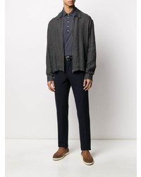 Мужской темно-серый свитер с воротником поло от Massimo Alba