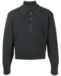 Мужской темно-серый свитер с воротником поло от Maison Margiela