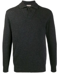 Мужской темно-серый свитер с воротником поло от N.Peal