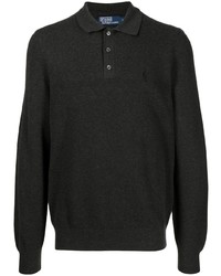 Мужской темно-серый свитер с воротником поло от Polo Ralph Lauren