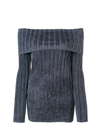 Темно-серый свитер с круглым вырезом в вертикальную полоску