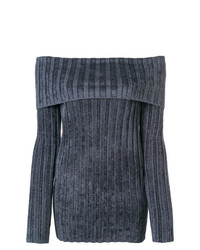 Женский темно-серый свитер с круглым вырезом в вертикальную полоску от Sies Marjan