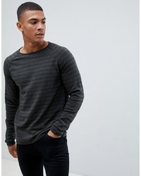 Мужской темно-серый свитер с круглым вырезом в горизонтальную полоску от Jack & Jones