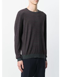 Мужской темно-серый свитер с круглым вырезом в горизонтальную полоску от Eleventy